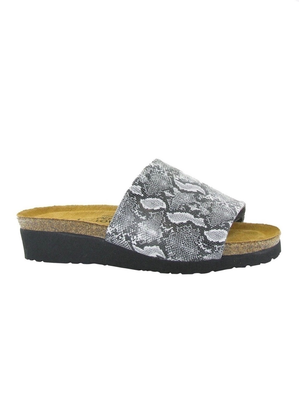 NAOT Alana Sandals Cork Comfort Slides Snakeskin Print Gray Women’s Sz 11